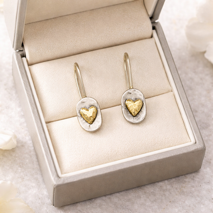 Veradelle™ Vintage Heart Earrings in Silver and Gold