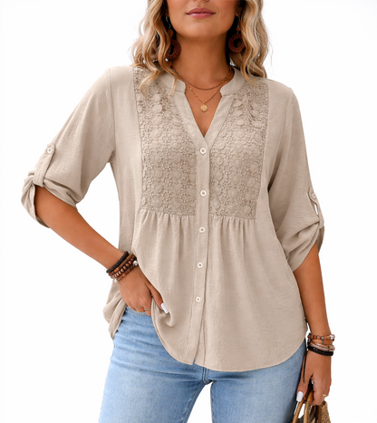 Vireya | Elegant Blouse with V-Neck and Buttons