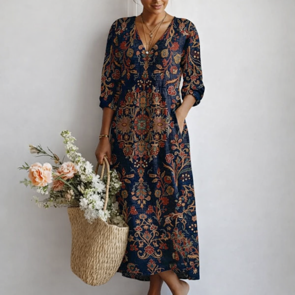 Voreya | Long Ethnic Dress with Fluid and Elegant Design