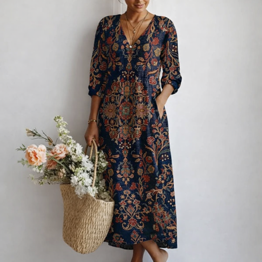 Voreya | Long Ethnic Dress with Fluid and Elegant Design