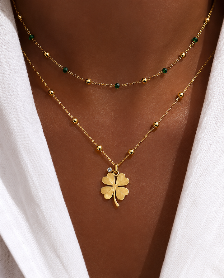 Xyla™ Clover Steel Collar with Elegant Gold Finish