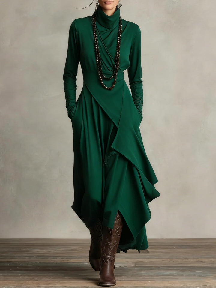 Quellora™ Maxi Dress with Cross Cape