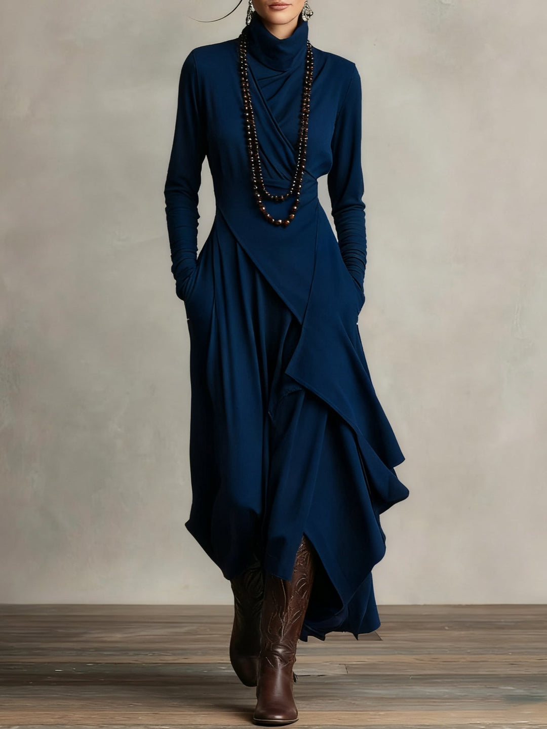 Quellora™ Maxi Dress with Cross Cape