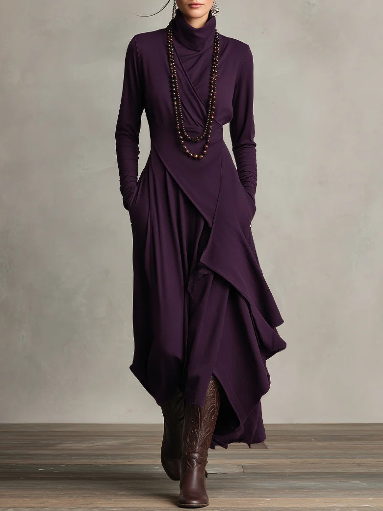 Quellora™ Maxi Dress with Cross Cape