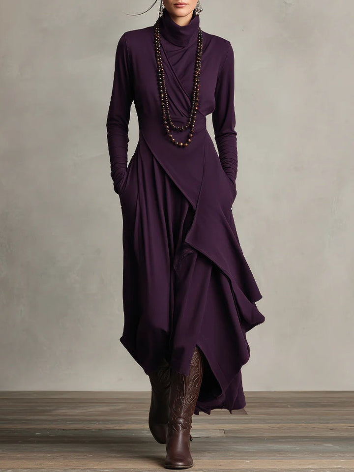 Quellora™ Maxi Dress with Cross Cape