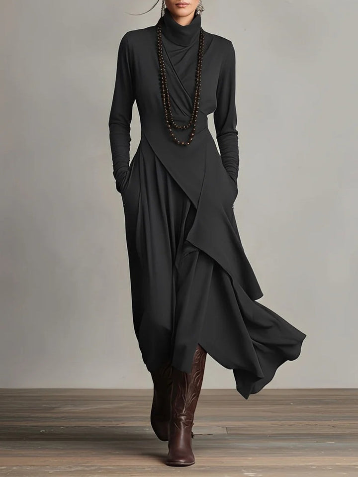 Quellora™ Maxi Dress with Cross Cape