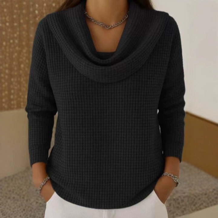 Zuri™ Soft Waffle Sweater with Elegant Neckline