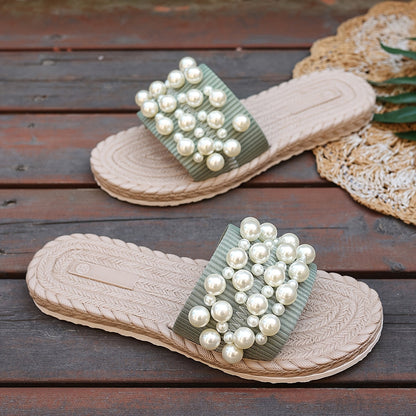 Fruxith | Flat Sandals with Decorative Pearls and Maximum Comfort