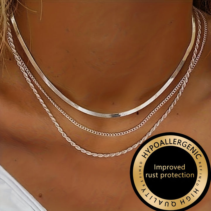 Winsley™ Elegant Three-Layer Necklace with Gold Finish