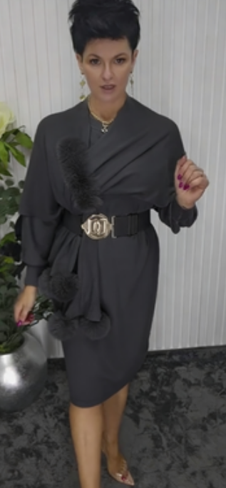 Danira | Women's Long Sleeve Dress with Soft Decorative Scarf
