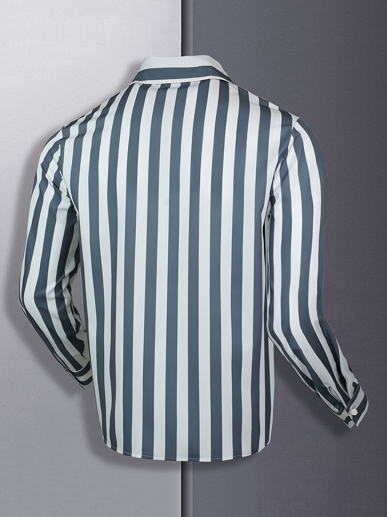 Kervik™ Men's Long Sleeve Tropical Shirt with Stripes and Classic Collar