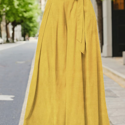 Valerie | High-Waisted Wide Leg Pants with Elegant Bow
