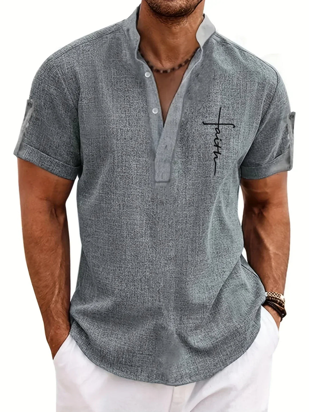 Hayes™ Elegant Short Sleeve High Collar Shirt