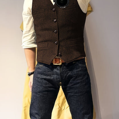 Zoltan | Vintage Herringbone Vest with Classic Style and Timeless Elegance