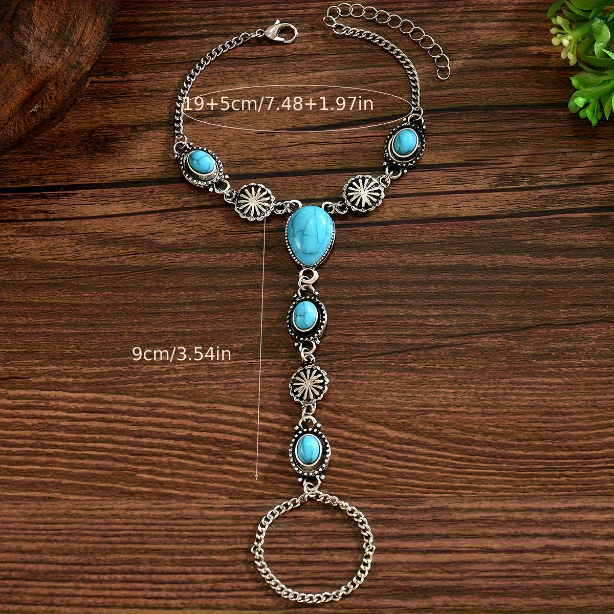 Sandra | Turquoise Bracelet with Floral Details and Vintage Bohemian Style