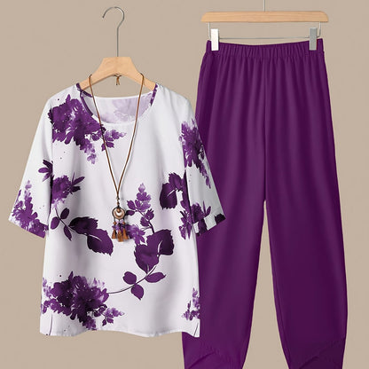 Fynley | Printed Two-Piece Set with Blouse and Comfortable Pants