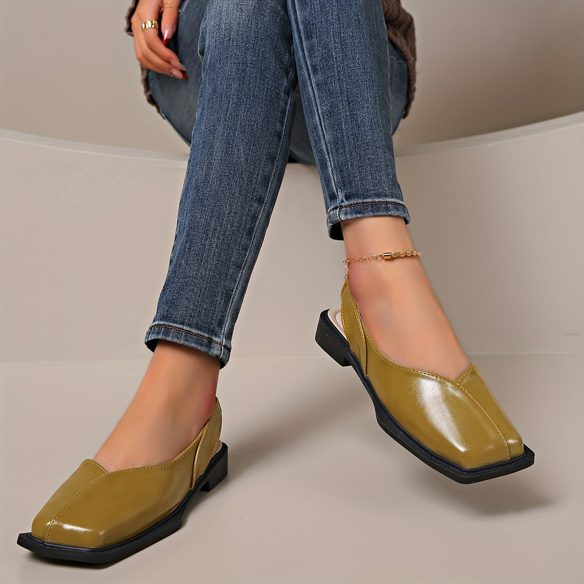 Darya™ Elegant Chunky Heel Sandals with Square Toe