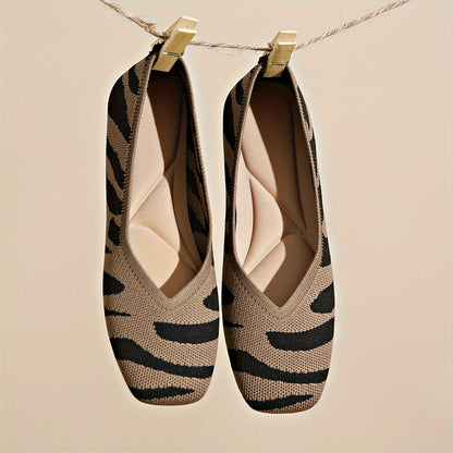 Ivara™ Elegant Flats with Zebra Print and Square Toe
