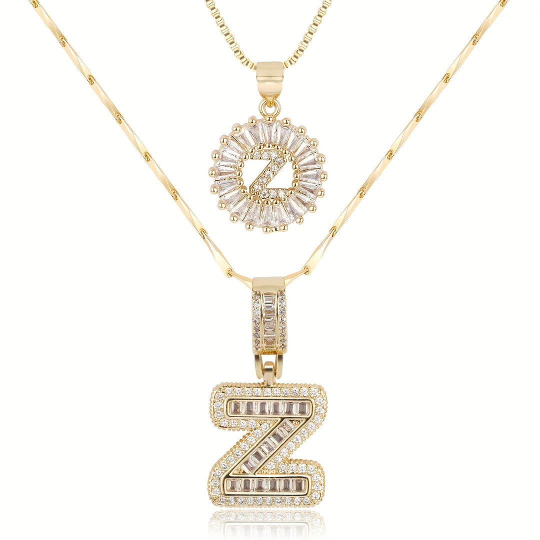 Primrose™ Initial Letter Necklaces with 14k Diamonds (2 pieces)