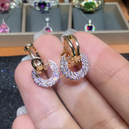 Louise | Round Earrings with Brilliant Cubic Zirconia and Elegant Silver Finish