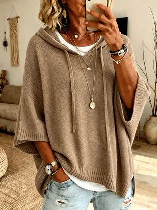 Celestine | Oversized Hoodie Sweater with Short Sleeves