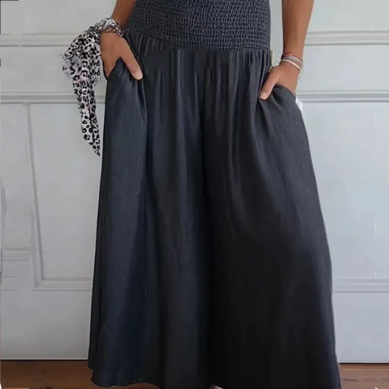 Jocelyn | Wide Leg Pants with Ruffled Waist
