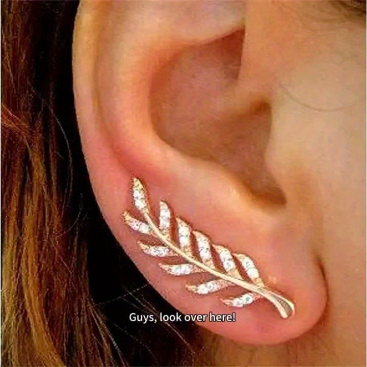 Hensleyra™ Elegant Leaf Earrings with Hollow Design and Golden Finish