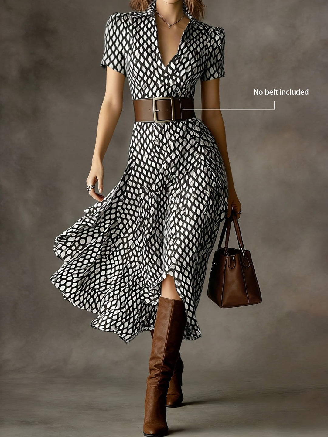 Orly™ Retro and Elegant French Style Floral Midi Dress