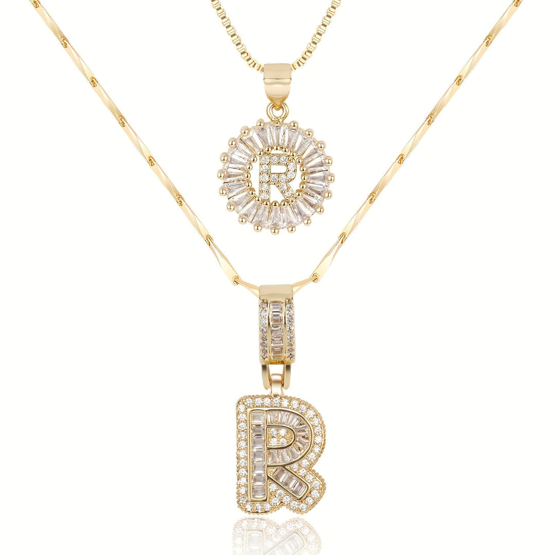 Primrose™ Initial Letter Necklaces with 14k Diamonds (2 pieces)