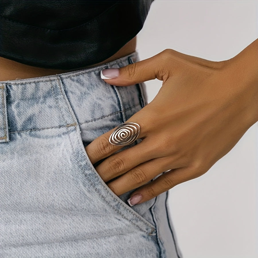 Scarlett | Elegant and Modern Hollow Spiral Stainless Steel Ring