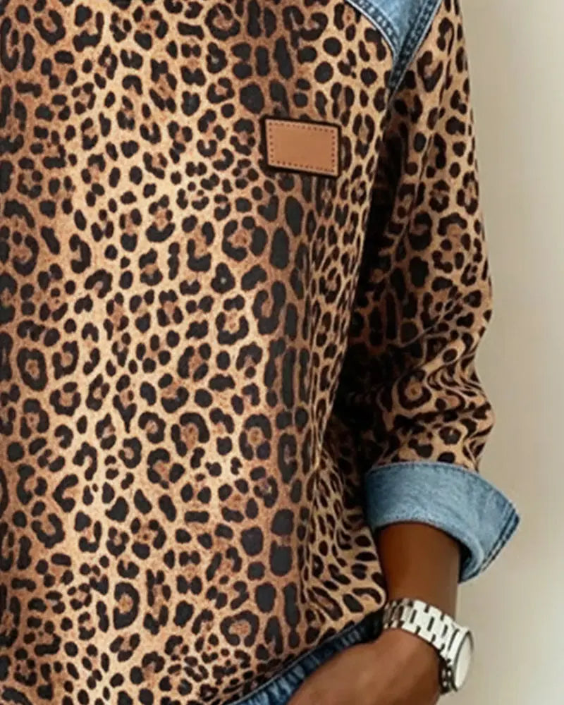 Virezza™ Leopard Patch Denim Sweater