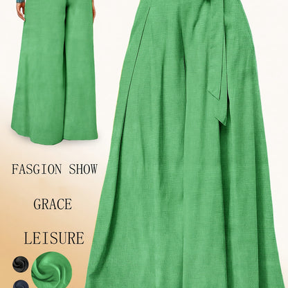 Valerie | High-Waisted Wide Leg Pants with Elegant Bow