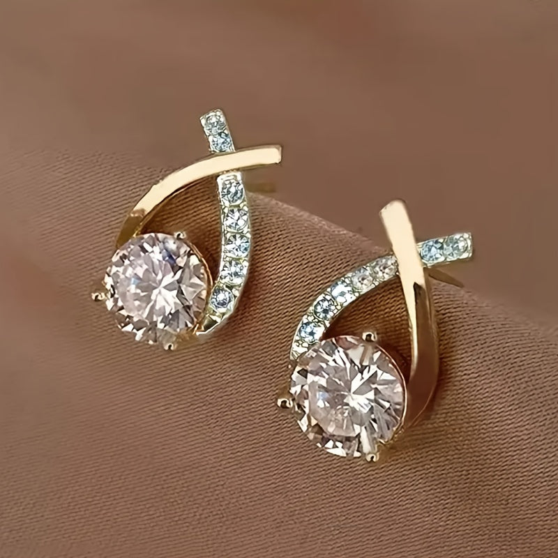 Xara™ Elegant Cross-Shaped Stud Earrings for Daily Wear