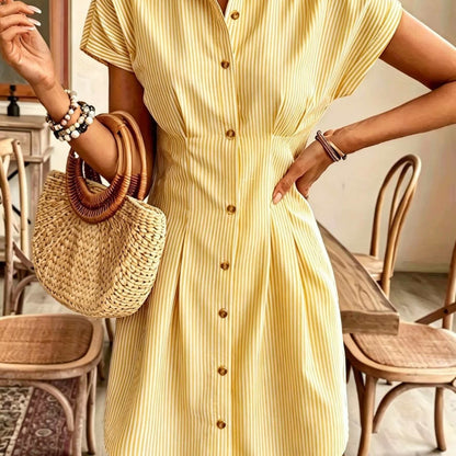 Corinna | Striped Shirt Dress with High Waist and A-Line Silhouette