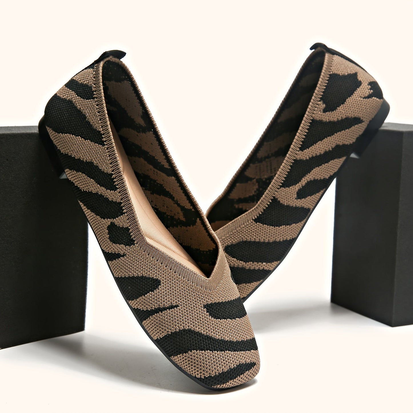 Ivara™ Elegant Flats with Zebra Print and Square Toe
