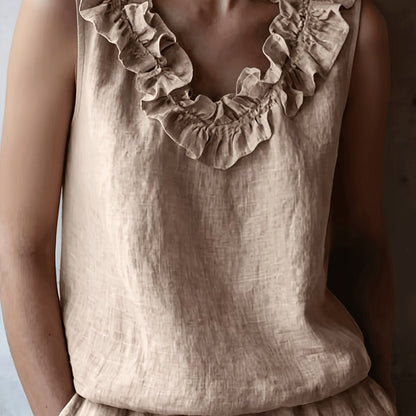 Katherine | Sleeveless Ruffled Loose Cut Blouse for Spring/Summer