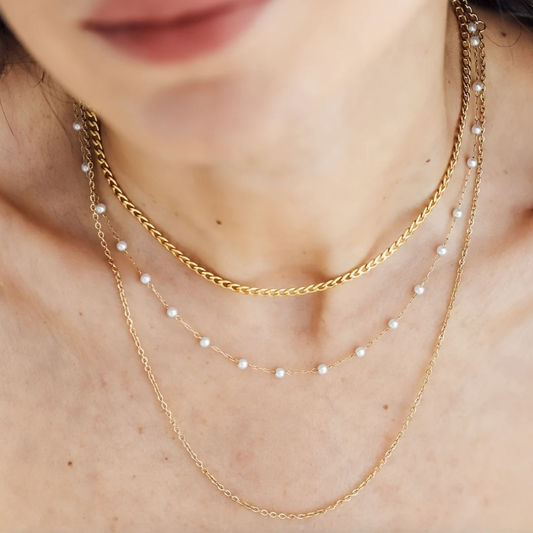 Winsley™ Elegant Three-Layer Necklace with Gold Finish