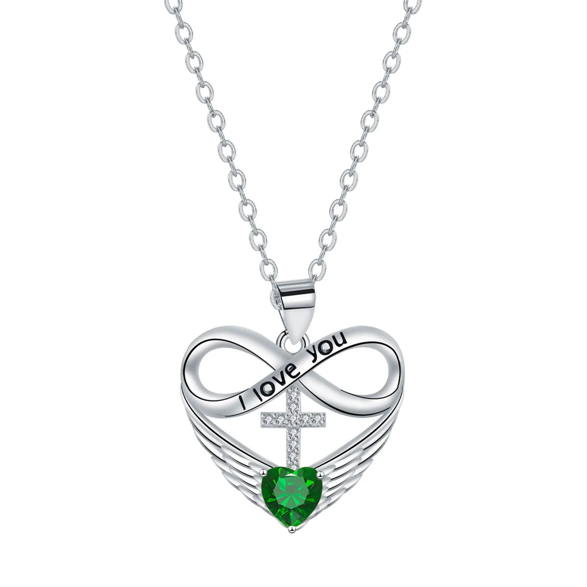 Valencia | Red Heart Necklace with Angel Wings and Cross
