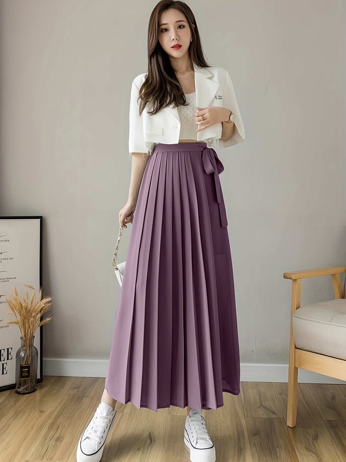 Caexine | Wide Leg Pleated Pants with Elegant Cut
