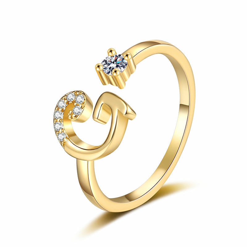 Miranda | Adjustable Ring with Shiny Initial