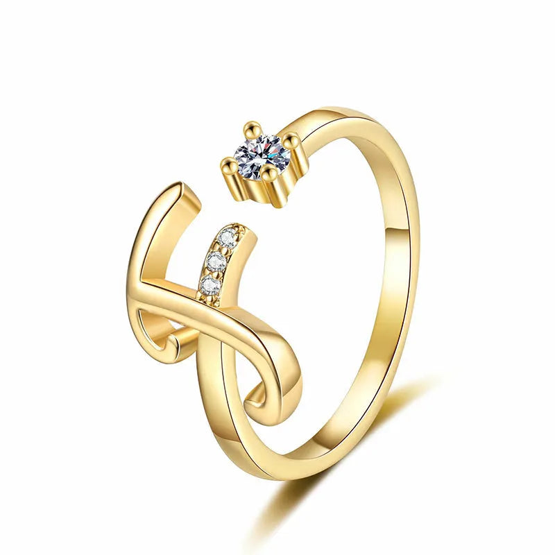 Miranda | Adjustable Ring with Shiny Initial