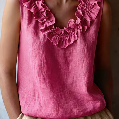 Katherine | Sleeveless Ruffled Loose Cut Blouse for Spring/Summer