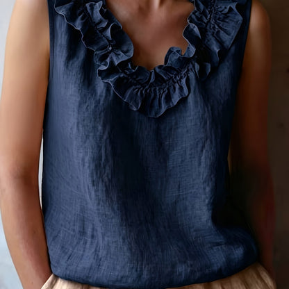 Katherine | Sleeveless Ruffled Loose Cut Blouse for Spring/Summer