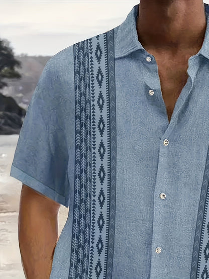 Carter™ Men's Vintage Shirt with Ethnic Print and Tropical Style