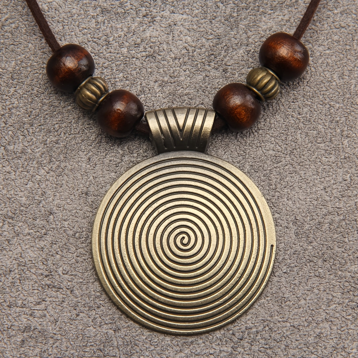 Vance | Vintage-Style Long Beaded Necklace with Round Pendant