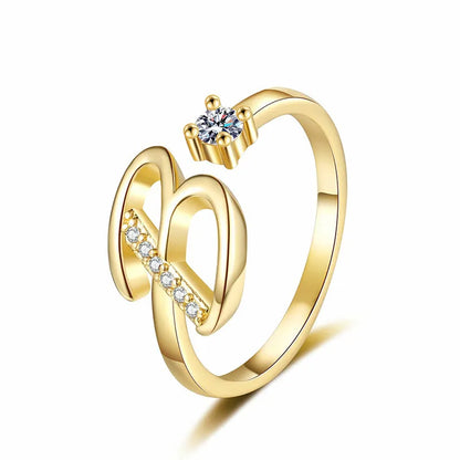 Miranda | Adjustable Ring with Shiny Initial