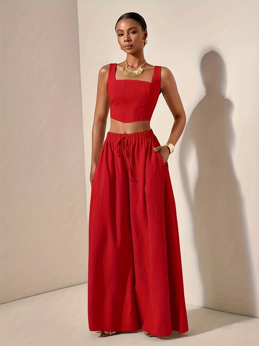 Alessia | Tank Top and Wide-Leg Pants Set with Pockets