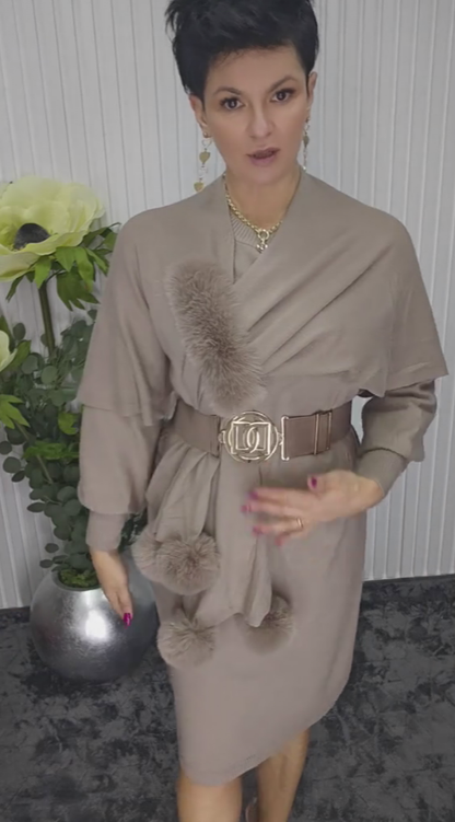 Danira | Women's Long Sleeve Dress with Soft Decorative Scarf