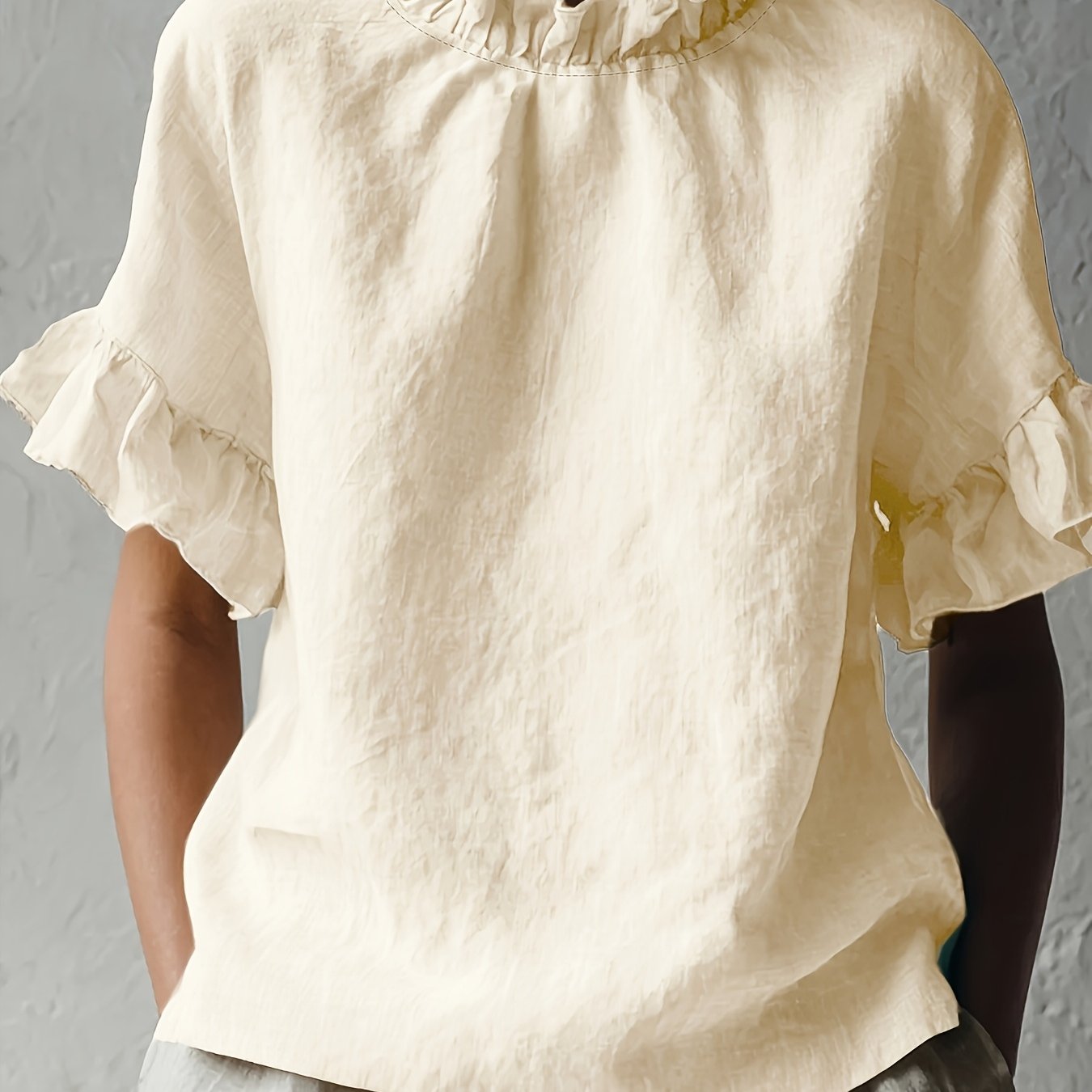 Yuna™ Solid Color Casual Blouse with Elegant Collar