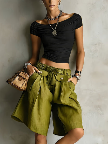 Cleo | High-Waisted Casual Vintage Style Shorts